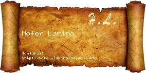 Hofer Larina névjegykártya